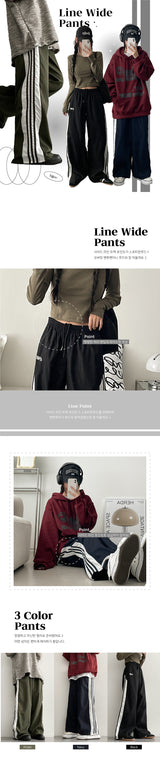 Lar Banding Track Line Wide Pants