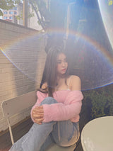 sky pink top cardigan (6676065026166)