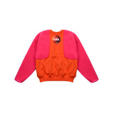 [UNISEX] Panelled Faux-Shearling Sweatshirt (Orange) (6656340590710)