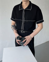 DL ステッチVネックカラーニットウェア / DL Stitch V-Neck Collar Knitwear (2 colors)