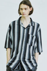 アイロ グランジ ストライプ ジャージ シャツ / airo grunge stripe jersey shirt black