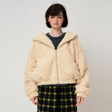 SHEARLING HOOD JUMPER, CUSTARD
