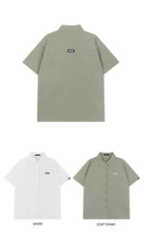 HIDE Cutting Half Sleeves Shirt (Light Khaki) (6570994565238)