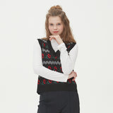 WAVE FLOWER JAQUARD KNIT VEST_BLACK (6610819547254)