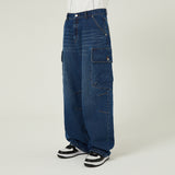 Parachute cargo washed denim pants