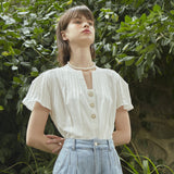リネンポイントダーツブラウス/[LINE] Line Point Dart Blouse