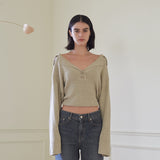 バックレスカラーニット/BACKLESS COLLARED KNIT (BEIGE)
