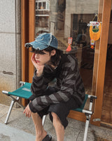フォーシーズンシースルーストライプ長袖Tシャツ