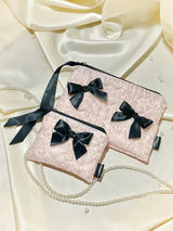 Glossy Organza Ribbon Zip-pouch (M)