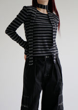 ストライプスカーフセットTシャツ/Stripe scarf set T-shirt (2color)