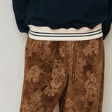 フラワーコーデュロイバンディングパンツ/FLOWER CORDUROY BANDING PANTS_BROWN