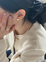 [92.5silver] cotton pearl earrings_ivory (2sizes)