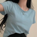 デイリーラベルセミクロップショートスリーブTシャツ