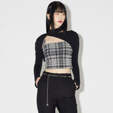 Layered Check Knit Set [BLACK] (6638337884278)