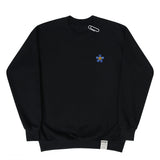 [UNISEX] Blue Flower Smile Embroidery White Clip Sweatshirt (6655479119990)