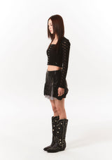 lace bolero hook top - black