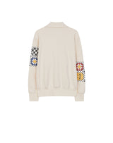 グラニースクエアハーフジップアップスウェット/GRANNY SQUARE HALF ZIP UP SWEATSHIRT CREAM