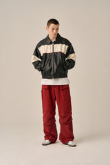 VOLUME POCKET PINTUCK PANTS - BURGUNDY