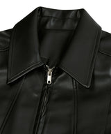 87-STAN028 [Vegan Leather] Multi Placket Leather Jacket Black