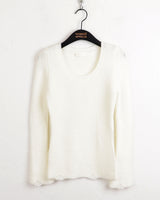 Laffen angora side diagonal slit damage long sleeve knit
