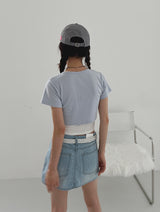 ワンボタンショートスリーブTシャツ/One Button Short Sleeve T-shirt (5color)