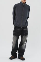 Shrunken Knitted Zip Up (3color)