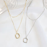 デイリースクエアレイヤードネックレス / Daily Square Layered Necklace (2 color)