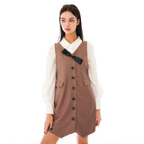 リボンベストワンピース/Ribbon Vest One-piece [Brown]
