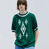 ナバジョパターンリンガーハーフニット / NAVAJO PATTERN RINGER HALF KNIT GREEN