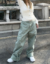 ディングデニムスリットワイドカーゴパンツ / Ding denim slit wide cargo pants