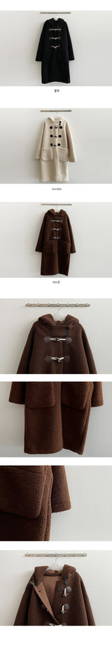 Mying Soft Wool Hooded Tteokbokki Long Coat