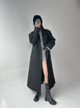 Two-piece ribbed slim pants (Belt included)