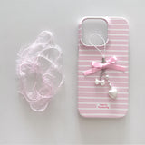 [Handmade] Pink satin ribbon phone keyring