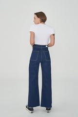 ワイドフィットハートシェープ刺繡ジーンズ/WIDE FIT HEART SHAPE EMBROIDERY JEAN [6887]