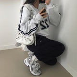 [BELLIDE MADE] セカンドトラックVネックオーバーサイズフィットスウェットシャツ