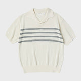 シリンダライン ハーフスリーブカラーニット/CYLINDER LINE HALF SLEEVE COLLAR KNIT (IVORY)