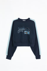 バッグクロップスウェットシャツ / NAVY BAG CROP SWEATSHIRT (fleece)