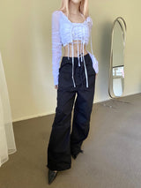 サイドピンタックパンツ/449. Side pintuck pt (bk, wh)