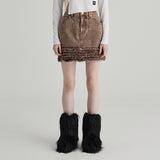 BROWN COLOR CANCAN SKIRT