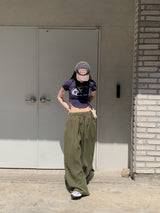星スタープリントクロップ半袖Tシャツ / Fohil Star Printed Cropped Short-Sleeved T-Shirt
