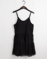 チューズシフォンカンカンフレアノースリーブミニドレス