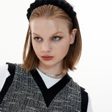 Tweed Crop Vest [Black] (6612243808374)