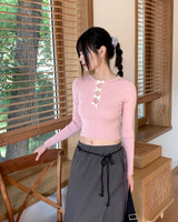 Papi Two-Way reversible Balletcore Ribbon Long-Sleeved Knitwear
