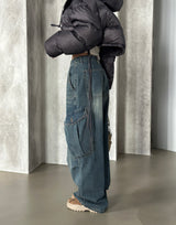 reversible duck down double-sided crop padded coat