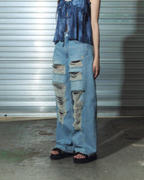 damage denim pt - light blue