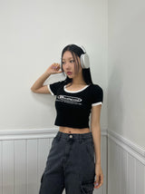 ブラーショートスリーブクロップドTシャツ