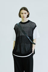 グラデーションパンチングニットベスト/gradation punching knit vest black