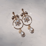 デイジーアンドリボンピアス / Gold Daisy and Ribbon Piercing