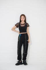 スリーブレスレイヤードクロップTシャツ/TOP(9233)Sleeveless Layered Crop Tee