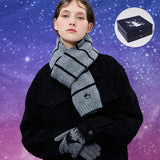 ドルフィンストライプニットマフラー+グローブセット/[Gift Box] Dolphin Stripe Knit Muffler + Gloves SET